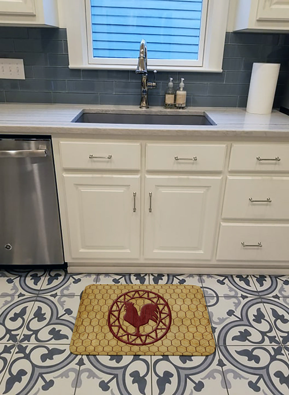 Rooster Chicken Coop Memory Foam Kitchen Mat Machine Washable Anti-Fatigue Cushion Comfort Bath or Kitchen Rug