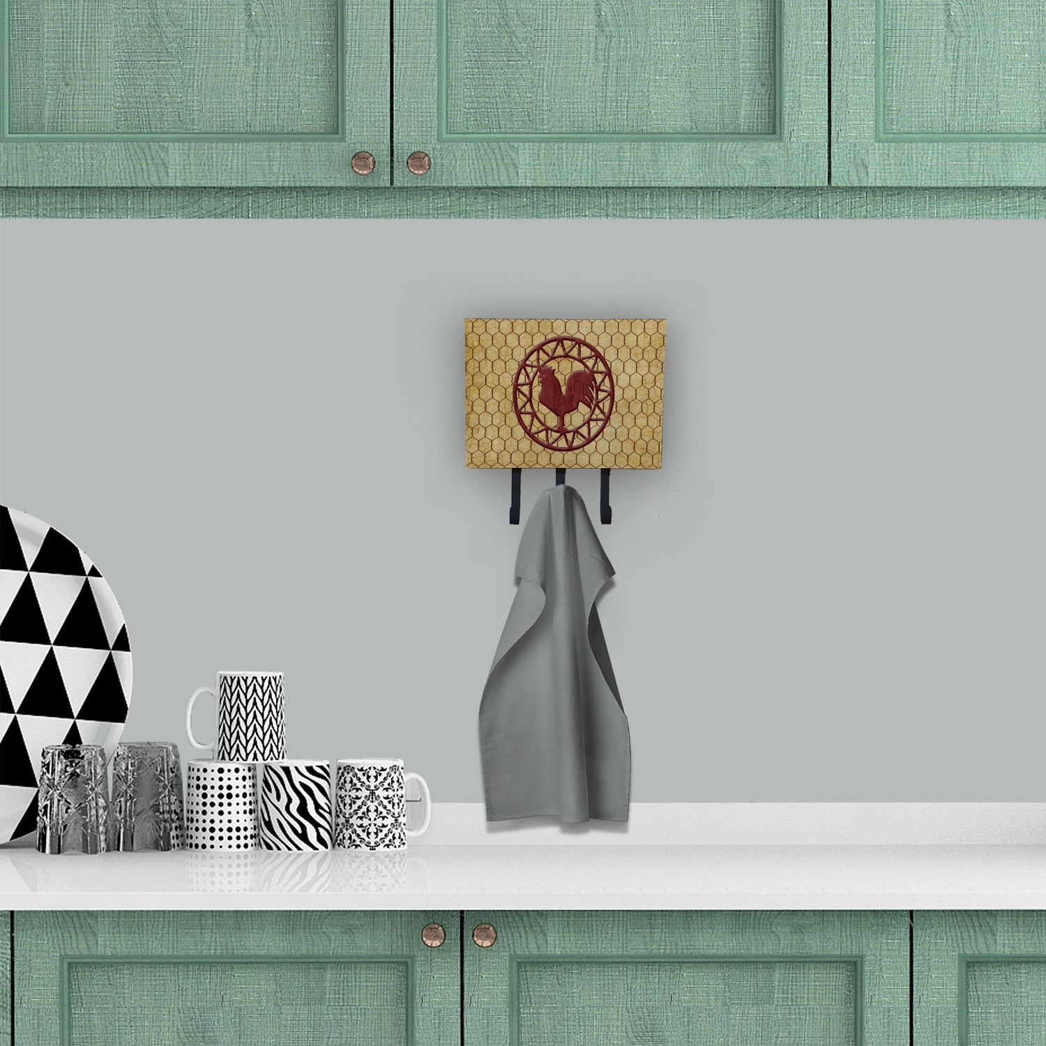 Rooster Chicken Coop Leash or Key Holder Wall Hooks, Coat Rack Wall Mount, for Hanging Keys, Towels, Aprons, Leashes