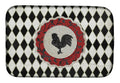 Rooster Harlequin Black and white Dish Drying Mat Absorbent Dish Drying Mat Pad for Kitchen Counter Dish Drainer Mat for Countertop, 14 x 21", Multicolor