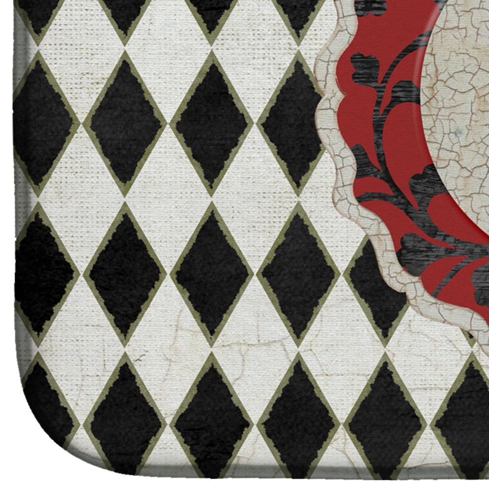 Rooster Harlequin Black and white Dish Drying Mat Absorbent Dish Drying Mat Pad for Kitchen Counter Dish Drainer Mat for Countertop, 14 x 21", Multicolor