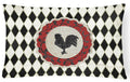 Rooster Harlequin Black and white Decorative Throw Pillow 12x16 Indoor Outdoor Accent Cushion, Fabric Cover with Insert for Sofa, Bed, Porch & Living Room