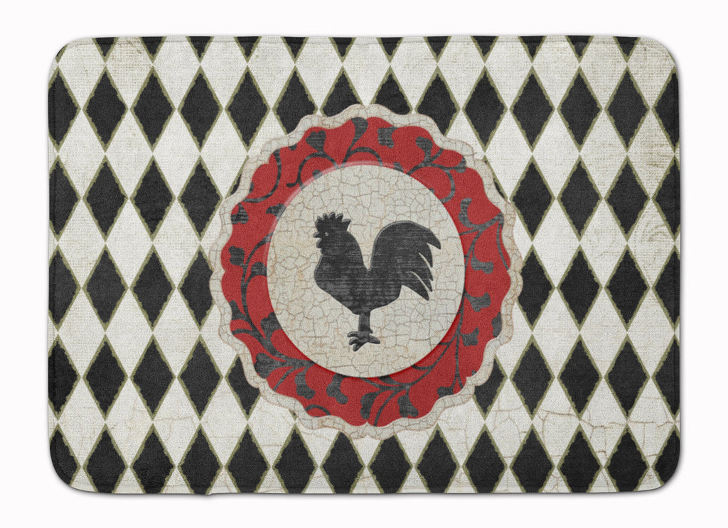 Rooster Harlequin Black and white Memory Foam Kitchen Mat Machine Washable Anti-Fatigue Cushion Comfort Bath or Kitchen Rug