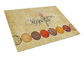 Bon Appetite and Spices Cutting Board Tempered Glass Kitchen Cutting Surface, Heat Resistant Chopping, Non-Slip Feet, Food Prep & Serving