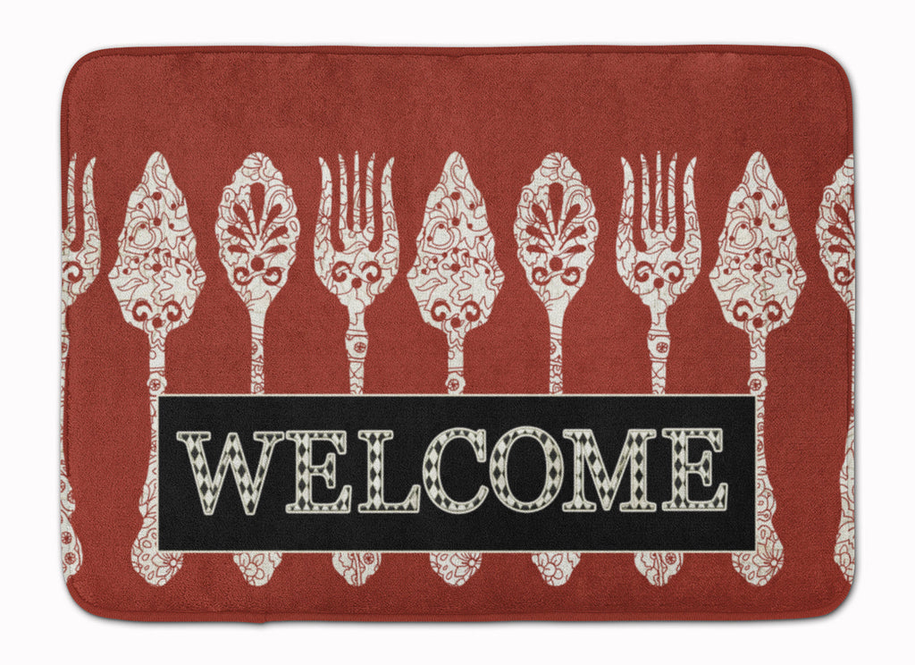 Serving Spoons Welcome Memory Foam Kitchen Mat Machine Washable Anti-Fatigue Cushion Comfort Bath or Kitchen Rug