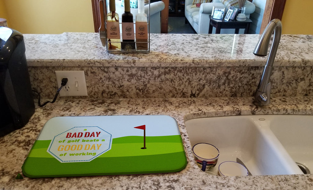 A Bad Day at Golf Dish Drying Mat Absorbent Dish Drying Mat Pad for Kitchen Counter Dish Drainer Mat for Countertop, 14 x 21", Multicolor