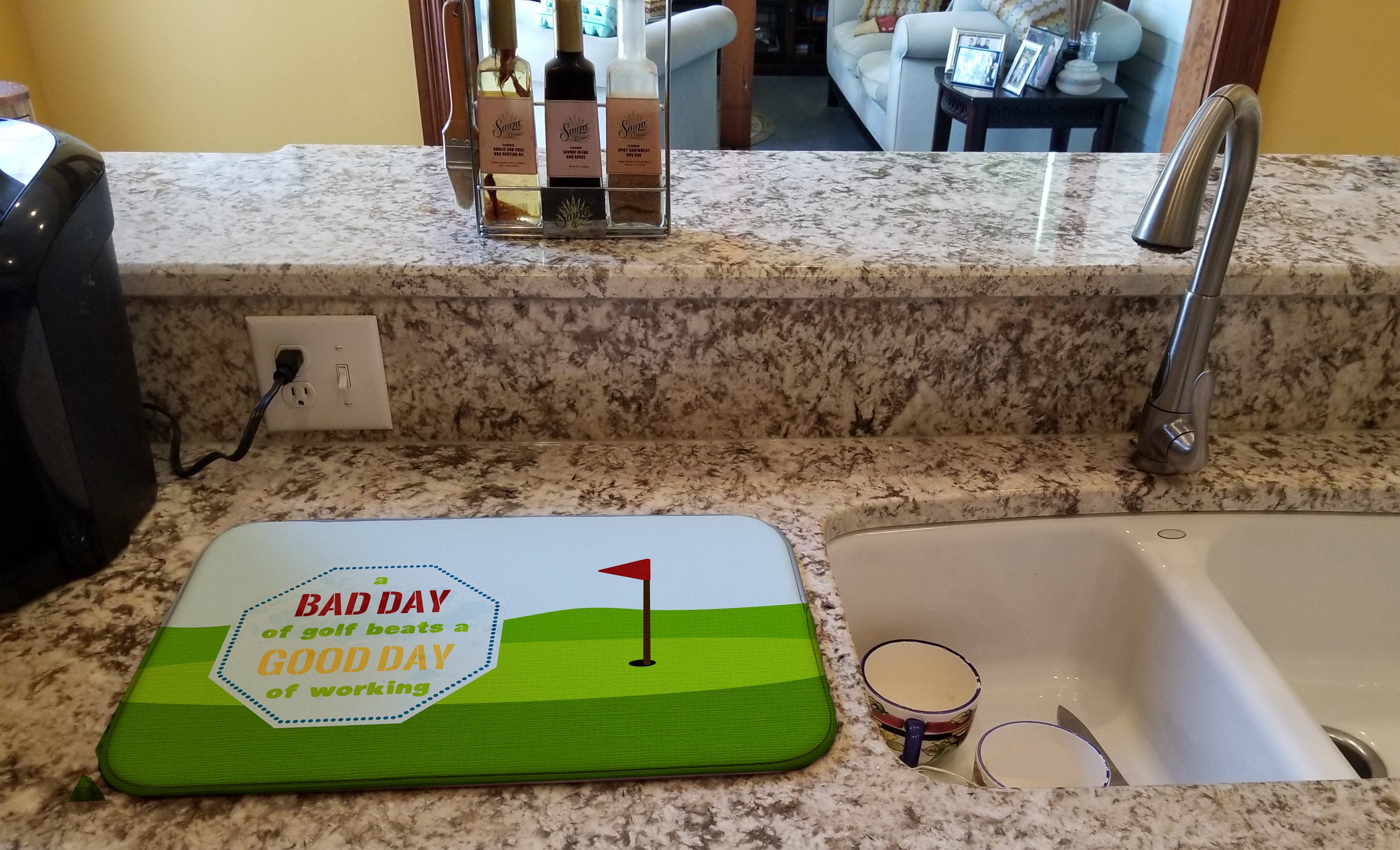 A Bad Day at Golf Dish Drying Mat Absorbent Dish Drying Mat Pad for Kitchen Counter Dish Drainer Mat for Countertop, 14 x 21", Multicolor