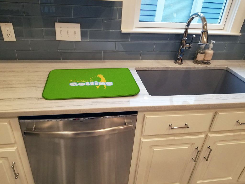 I'd rather be Golfing Woman on Green Dish Drying Mat Absorbent Dish Drying Mat Pad for Kitchen Counter Dish Drainer Mat for Countertop, 14 x 21", Multicolor