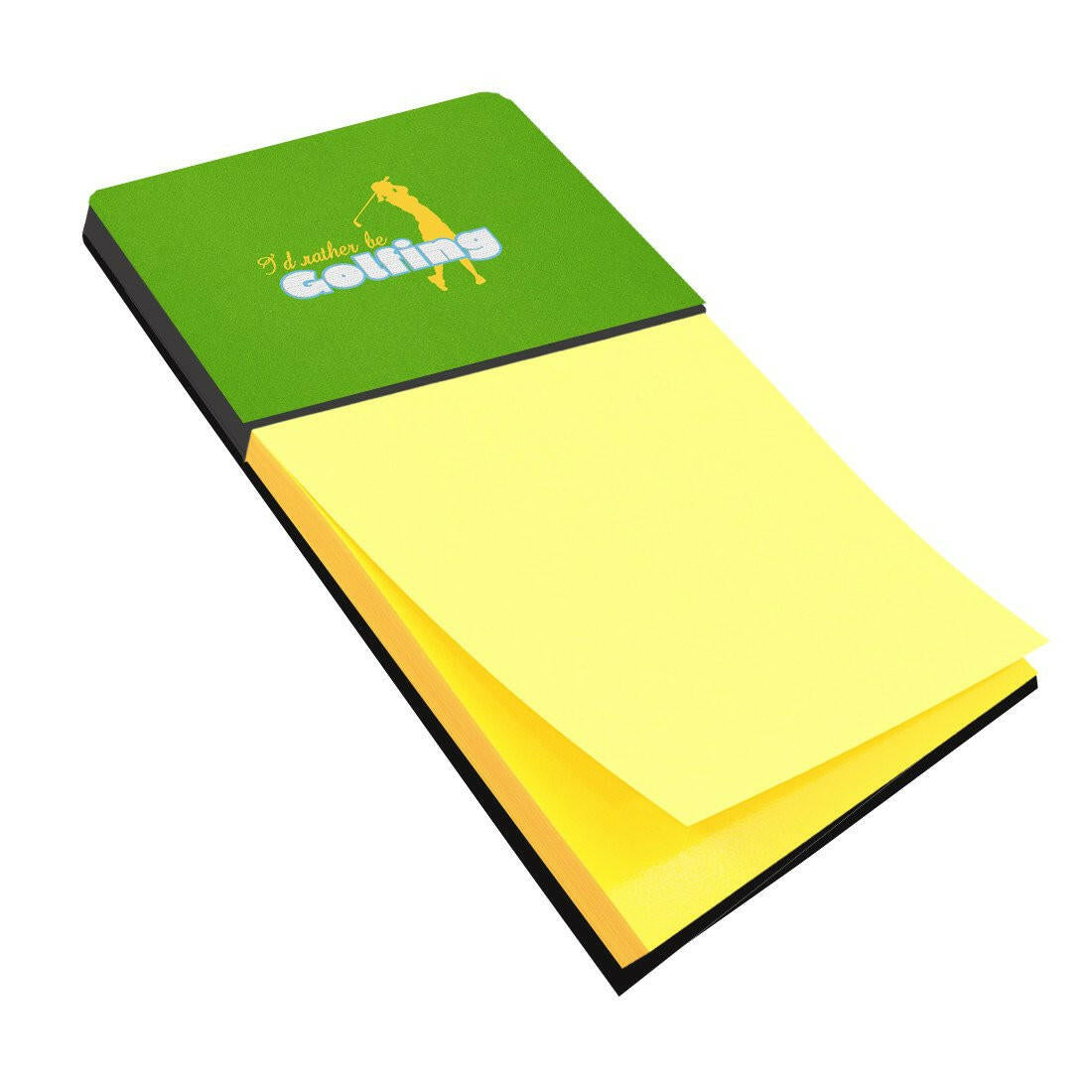 I'd rather be Golfing Woman on Green Watercolor Sticky Note Holder Refillable Dispenser Desk Accessory 3x3 Pad Gift