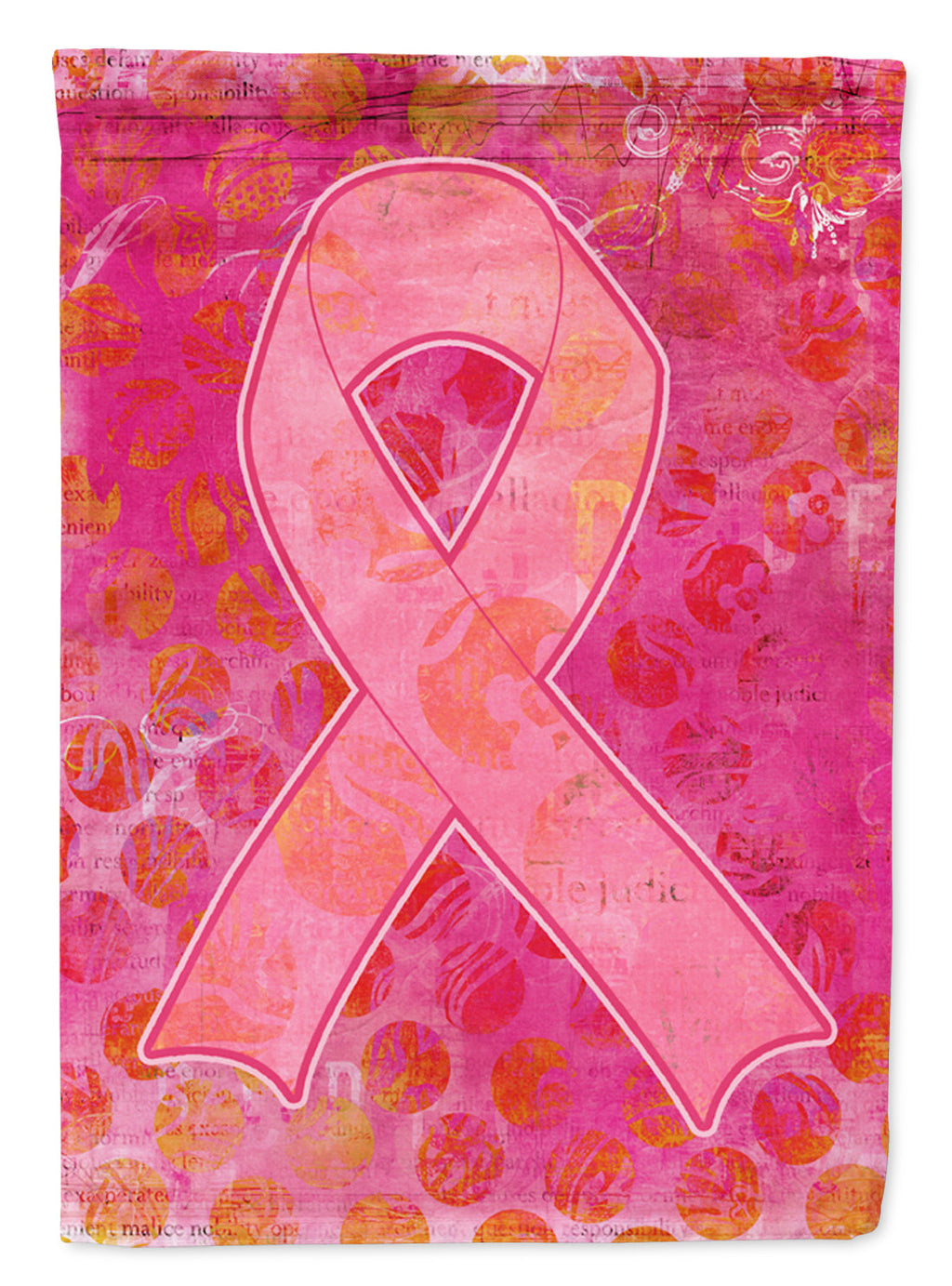 Artsy Breast Cancer Pink Ribbon House Flag 28x40 Porch Sleeve Pole Decorative Outside Yard Banner Artwork Wall Hanging, Polyester