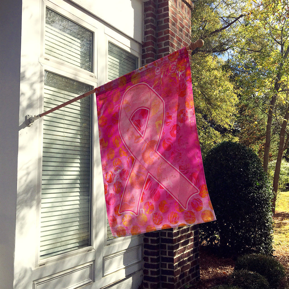 Artsy Breast Cancer Pink Ribbon House Flag 28x40 Porch Sleeve Pole Decorative Outside Yard Banner Artwork Wall Hanging, Polyester