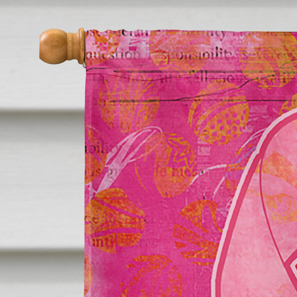 Artsy Breast Cancer Pink Ribbon House Flag 28x40 Porch Sleeve Pole Decorative Outside Yard Banner Artwork Wall Hanging, Polyester