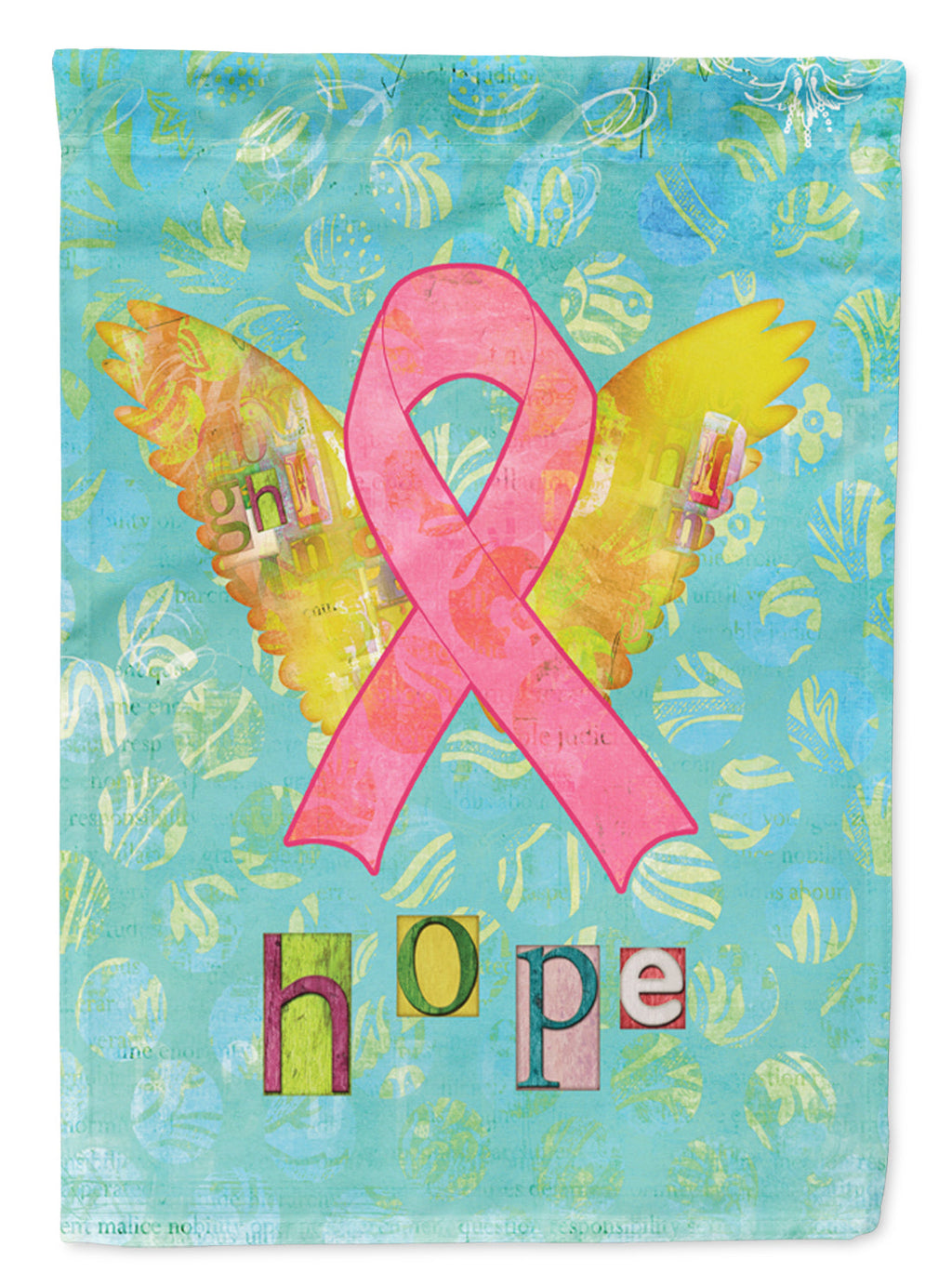 Hope Angel Breast Cancer Pink Ribbon House Flag 28x40 Porch Sleeve Pole Decorative Outside Yard Banner Artwork Wall Hanging, Polyester