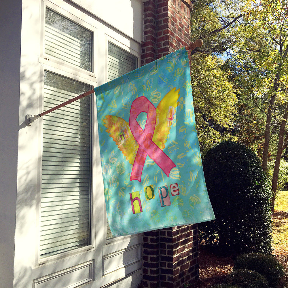 Hope Angel Breast Cancer Pink Ribbon House Flag 28x40 Porch Sleeve Pole Decorative Outside Yard Banner Artwork Wall Hanging, Polyester