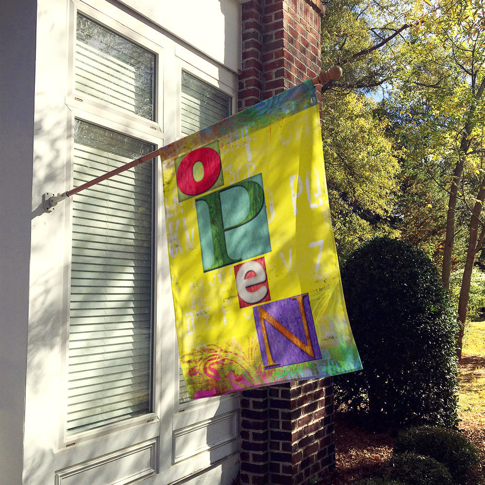 Artsy OPEN House Flag 28x40 Porch Sleeve Pole Decorative Outside Yard Banner Artwork Wall Hanging, Polyester