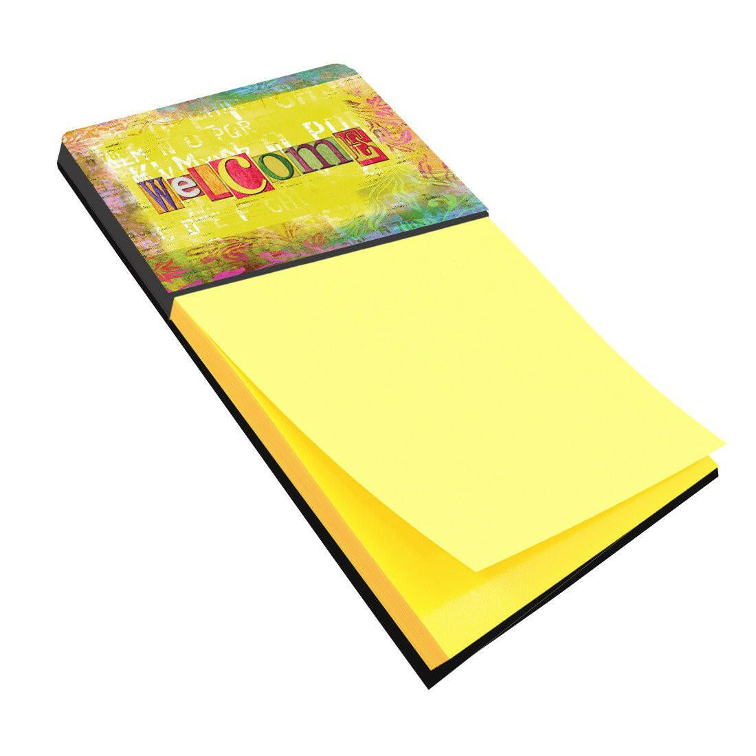 Artsy Welcome Watercolor Sticky Note Holder Refillable Dispenser Desk Accessory 3x3 Pad Gift