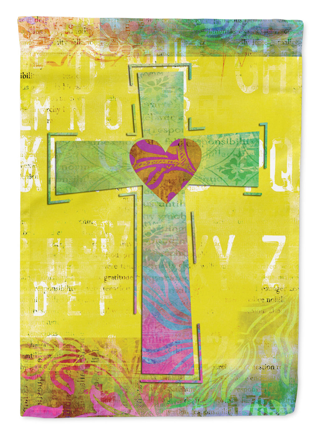 Artsy Cross House Flag 28x40 Porch Sleeve Pole Decorative Outside Yard Banner Artwork Wall Hanging, Polyester
