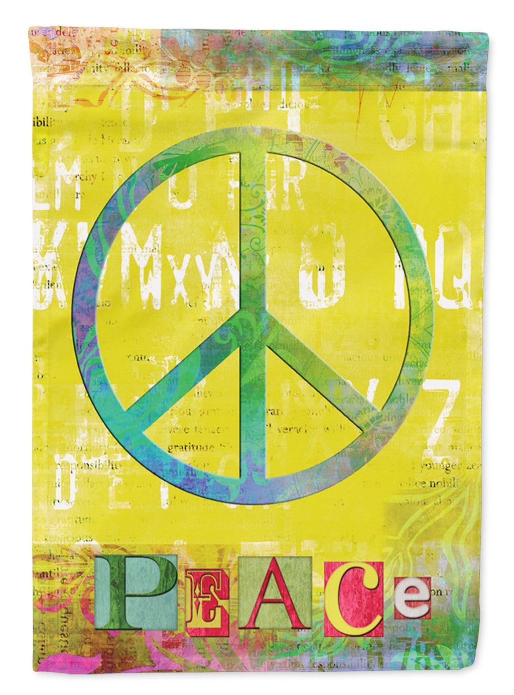 Artsy Peace House Flag 28x40 Porch Sleeve Pole Decorative Outside Yard Banner Artwork Wall Hanging, Polyester