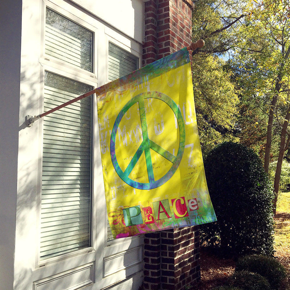Artsy Peace House Flag 28x40 Porch Sleeve Pole Decorative Outside Yard Banner Artwork Wall Hanging, Polyester