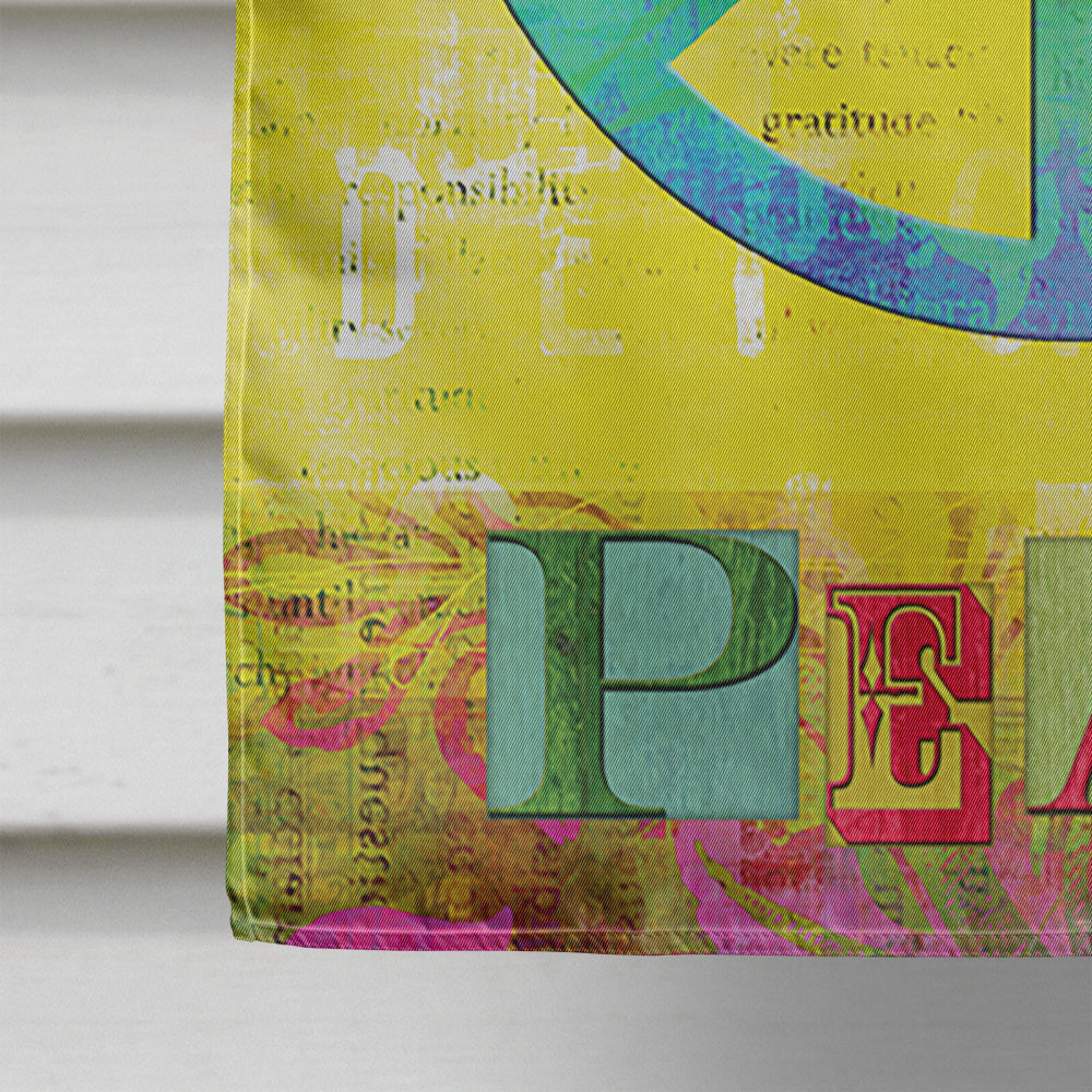 Artsy Peace House Flag 28x40 Porch Sleeve Pole Decorative Outside Yard Banner Artwork Wall Hanging, Polyester