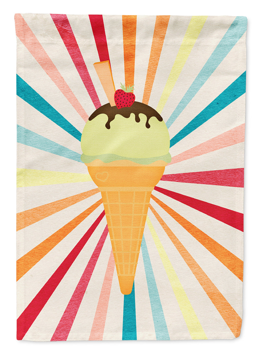 Ice Cream with Strawberry on top House Flag 28x40 Porch Sleeve Pole Decorative Outside Yard Banner Artwork Wall Hanging, Polyester
