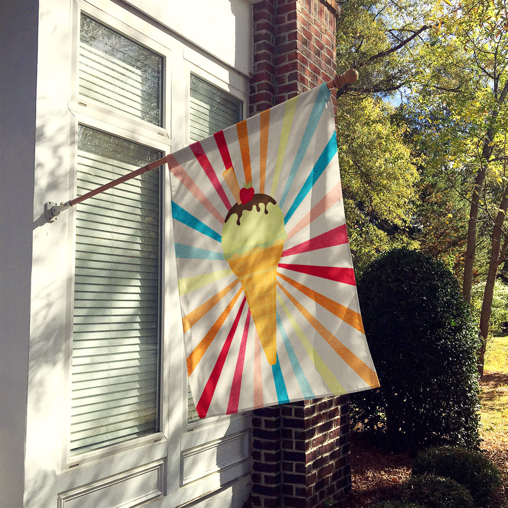 Ice Cream with Strawberry on top House Flag 28x40 Porch Sleeve Pole Decorative Outside Yard Banner Artwork Wall Hanging, Polyester