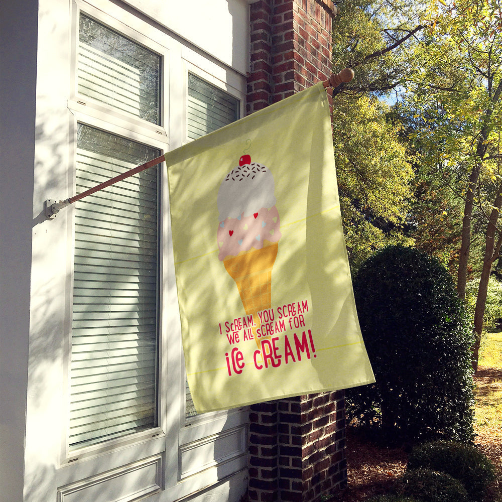 I scream you scream we all scream for ice cream House Flag 28x40 Porch Sleeve Pole Decorative Outside Yard Banner Artwork Wall Hanging, Polyester