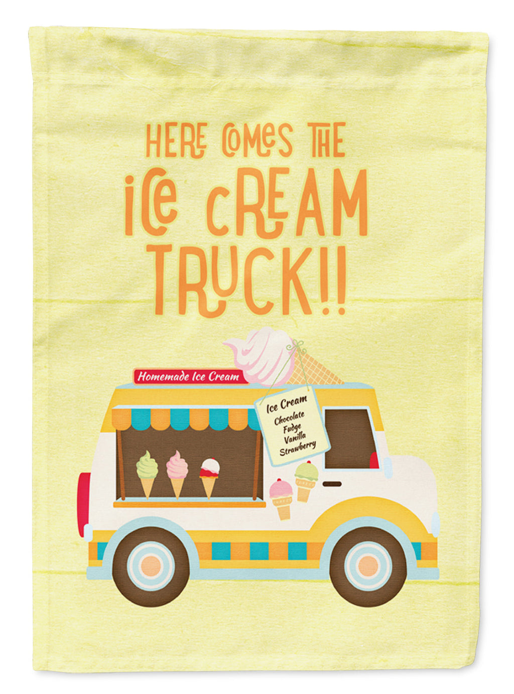 Here comes the ice cream truck House Flag 28x40 Porch Sleeve Pole Decorative Outside Yard Banner Artwork Wall Hanging, Polyester