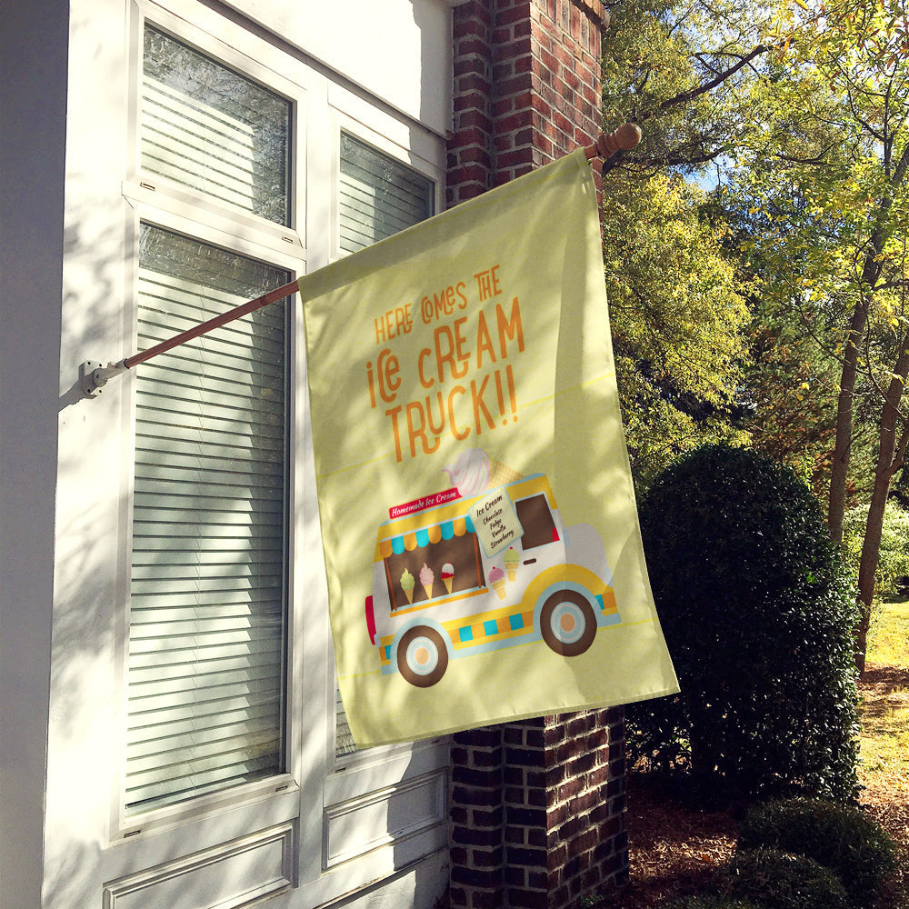 Here comes the ice cream truck House Flag 28x40 Porch Sleeve Pole Decorative Outside Yard Banner Artwork Wall Hanging, Polyester