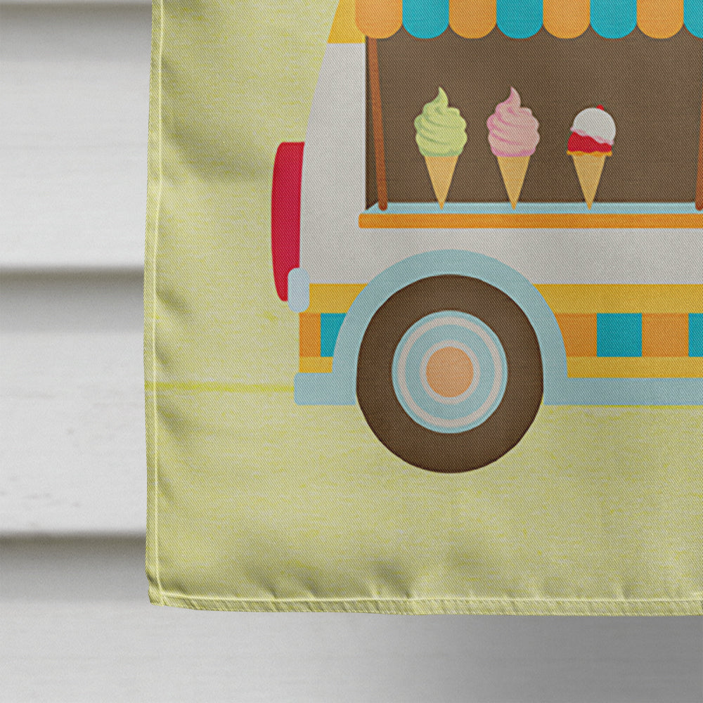Here comes the ice cream truck House Flag 28x40 Porch Sleeve Pole Decorative Outside Yard Banner Artwork Wall Hanging, Polyester