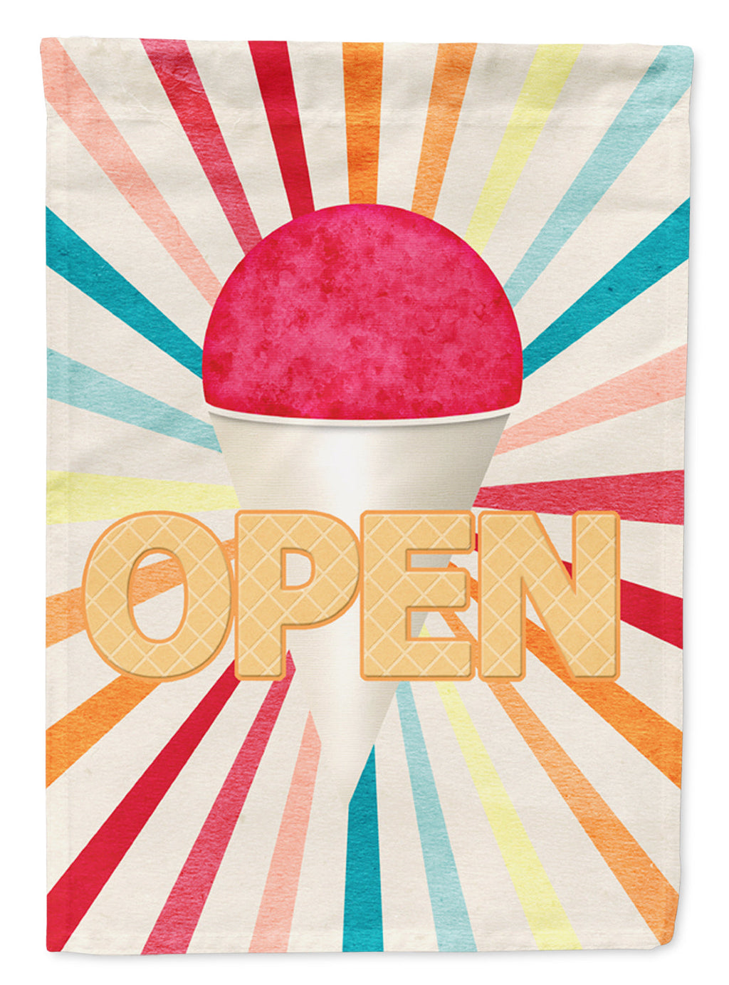 Snowball Snow cone stand Open House Flag 28x40 Porch Sleeve Pole Decorative Outside Yard Banner Artwork Wall Hanging, Polyester