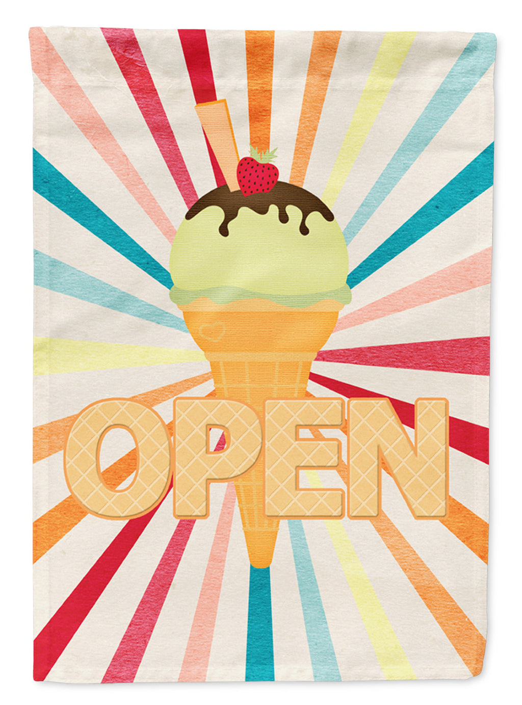 Ice Cream shop or stand Open House Flag 28x40 Porch Sleeve Pole Decorative Outside Yard Banner Artwork Wall Hanging, Polyester