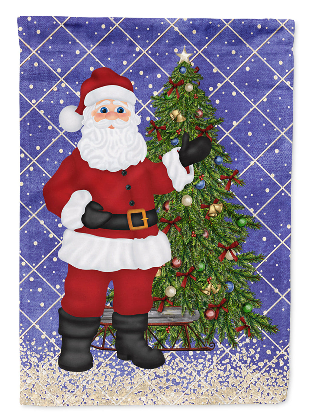 Santa Claus and Christmas Tree House Flag 28x40 Porch Sleeve Pole Decorative Outside Yard Banner Artwork Wall Hanging, Polyester