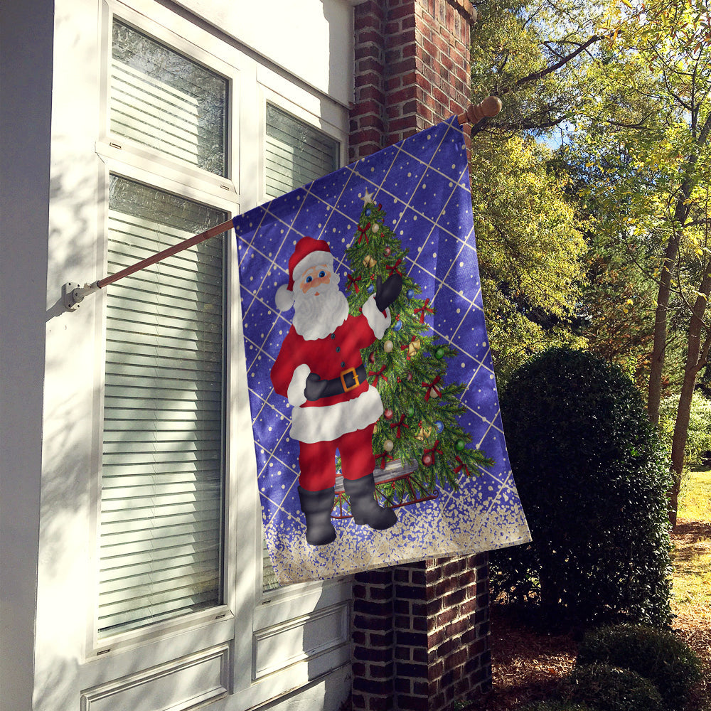 Santa Claus and Christmas Tree House Flag 28x40 Porch Sleeve Pole Decorative Outside Yard Banner Artwork Wall Hanging, Polyester