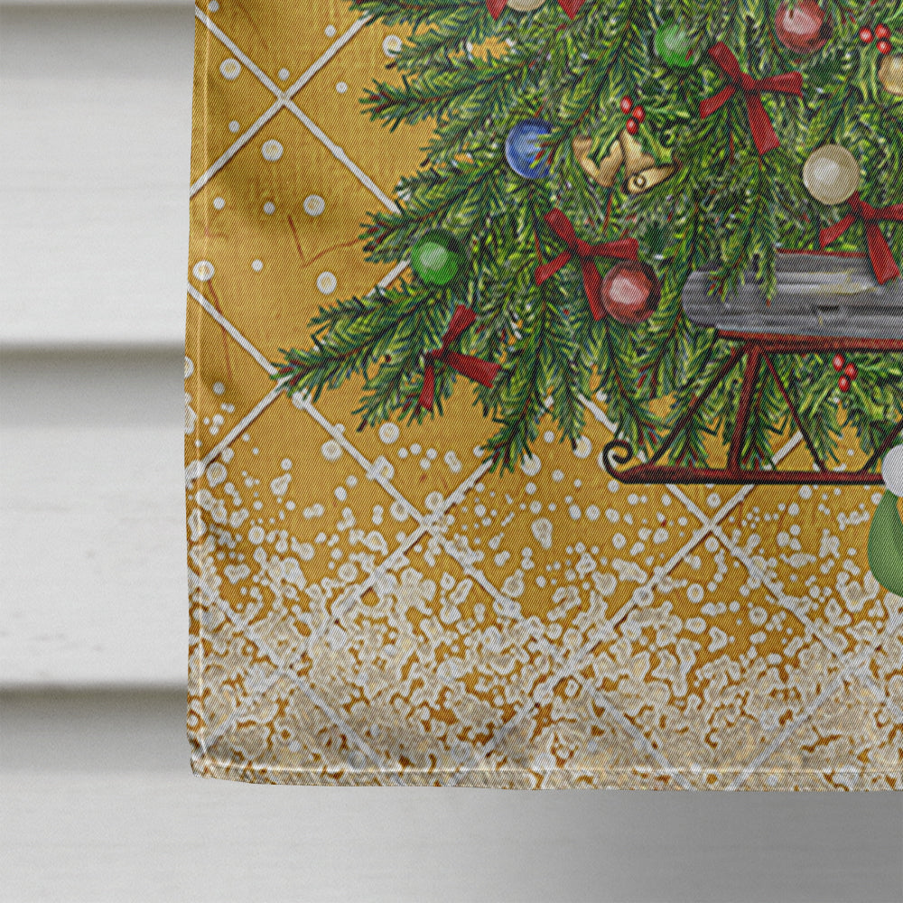 Santa's Elf and Christmas Tree House Flag 28x40 Porch Sleeve Pole Decorative Outside Yard Banner Artwork Wall Hanging, Polyester