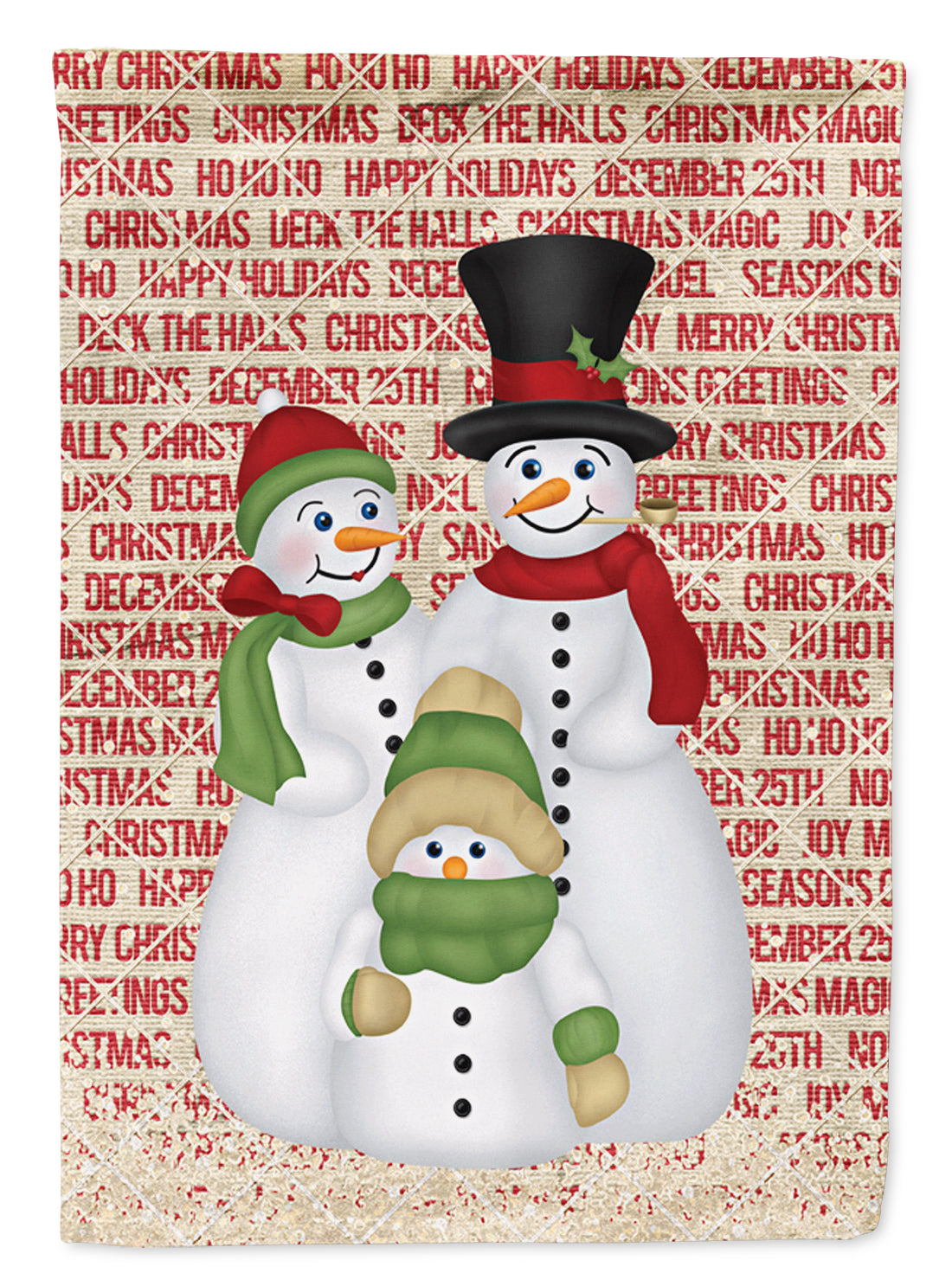 Snowman Family Snowpeople House Flag 28x40 Porch Sleeve Pole Decorative Outside Yard Banner Artwork Wall Hanging, Polyester