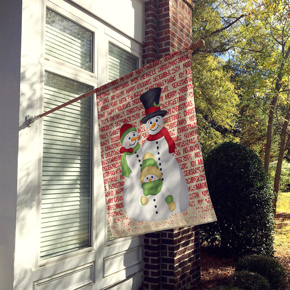 Snowman Family Snowpeople House Flag 28x40 Porch Sleeve Pole Decorative Outside Yard Banner Artwork Wall Hanging, Polyester