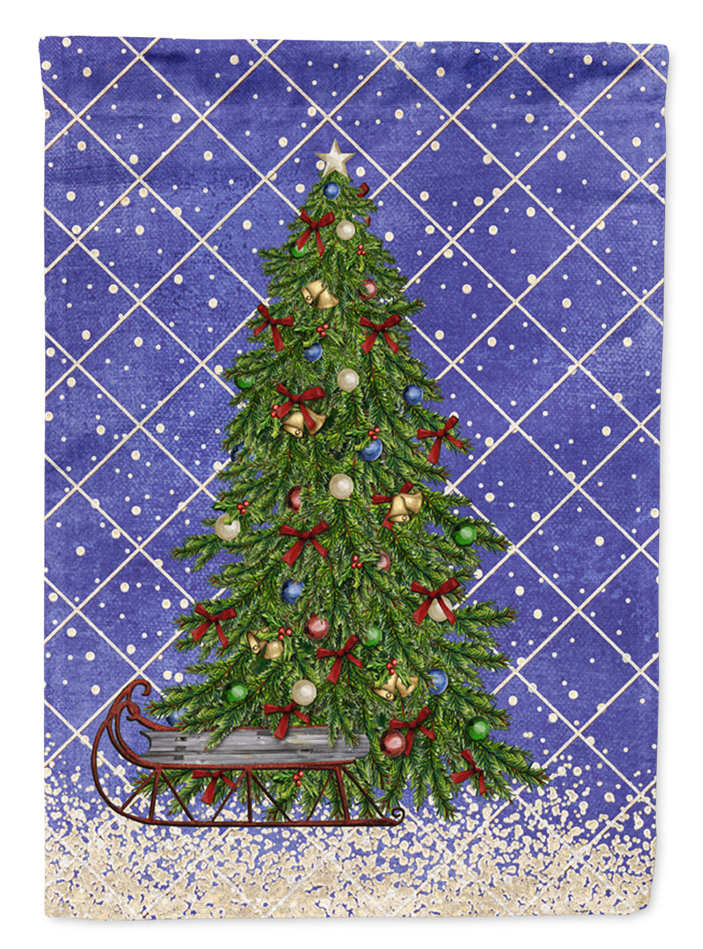 Christmas Tree Blue House Flag 28x40 Porch Sleeve Pole Decorative Outside Yard Banner Artwork Wall Hanging, Polyester
