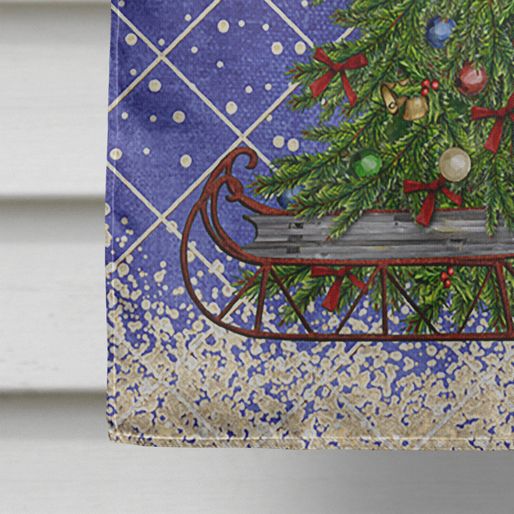 Christmas Tree Blue House Flag 28x40 Porch Sleeve Pole Decorative Outside Yard Banner Artwork Wall Hanging, Polyester