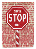 Santa Claus Stop Here Stop Sign House Flag 28x40 Porch Sleeve Pole Decorative Outside Yard Banner Artwork Wall Hanging, Polyester