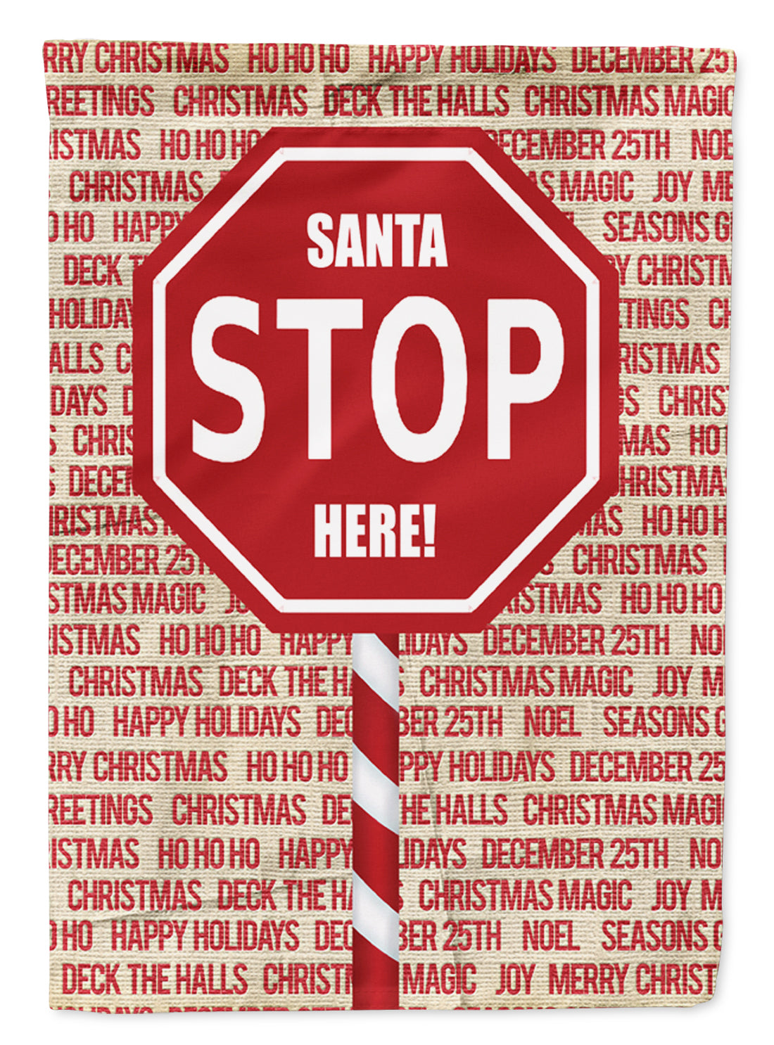 Santa Claus Stop Here Stop Sign House Flag 28x40 Porch Sleeve Pole Decorative Outside Yard Banner Artwork Wall Hanging, Polyester