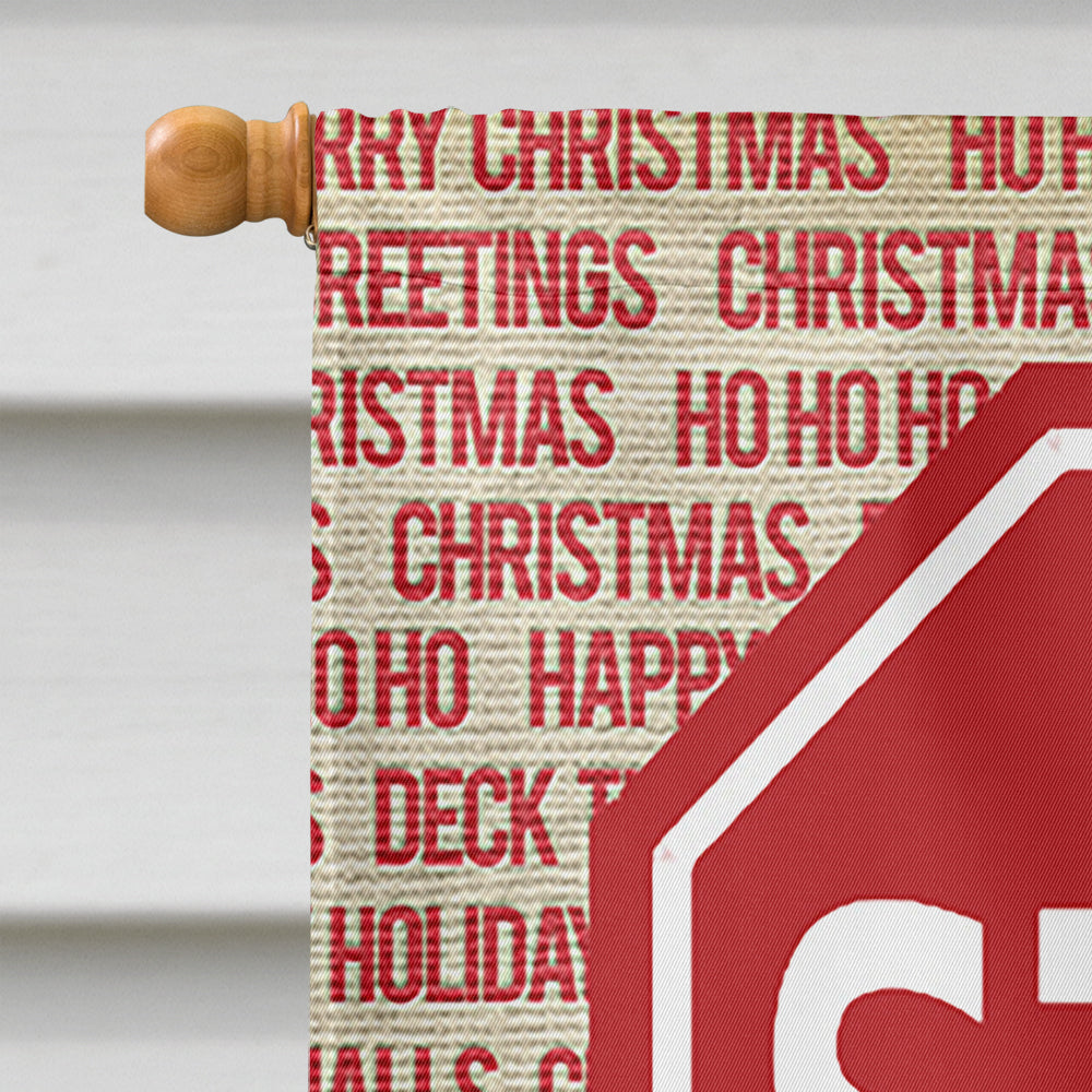Santa Claus Stop Here Stop Sign House Flag 28x40 Porch Sleeve Pole Decorative Outside Yard Banner Artwork Wall Hanging, Polyester