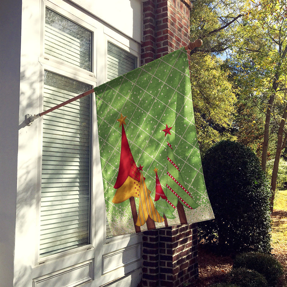 Folk Art Christmas Trees House Flag 28x40 Porch Sleeve Pole Decorative Outside Yard Banner Artwork Wall Hanging, Polyester