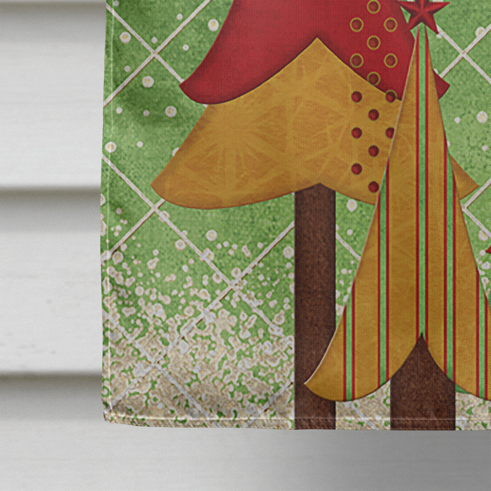 Folk Art Christmas Trees House Flag 28x40 Porch Sleeve Pole Decorative Outside Yard Banner Artwork Wall Hanging, Polyester