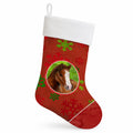 Horse Foal Red Snowflakes Holiday Christmas  Holiday Stocking Double-Sided Print, Polyester Suede,11x18, Made in USA