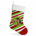 Horse Candy Cane Holiday Christmas Holiday Stocking Double-Sided Print, Polyester Suede,11x18, Made in USA