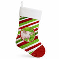 Pig Candy Cane Holiday Christmas Holiday Stocking Double-Sided Print, Polyester Suede,11x18, Made in USA