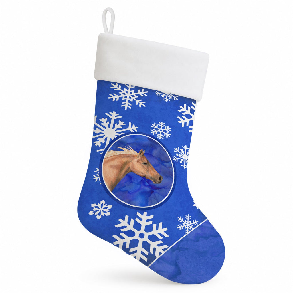 Horse Winter Snowflakes Holiday Holiday Stocking Double-Sided Print, Polyester Suede,11x18, Made in USA