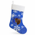 Cow Winter Snowflakes Holiday Holiday Stocking Double-Sided Print, Polyester Suede,11x18, Made in USA