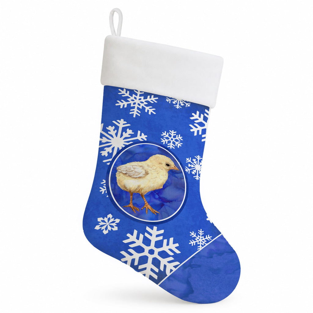 Baby Chick Winter Snowflakes Holiday Holiday Stocking Double-Sided Print, Polyester Suede,11x18, Made in USA
