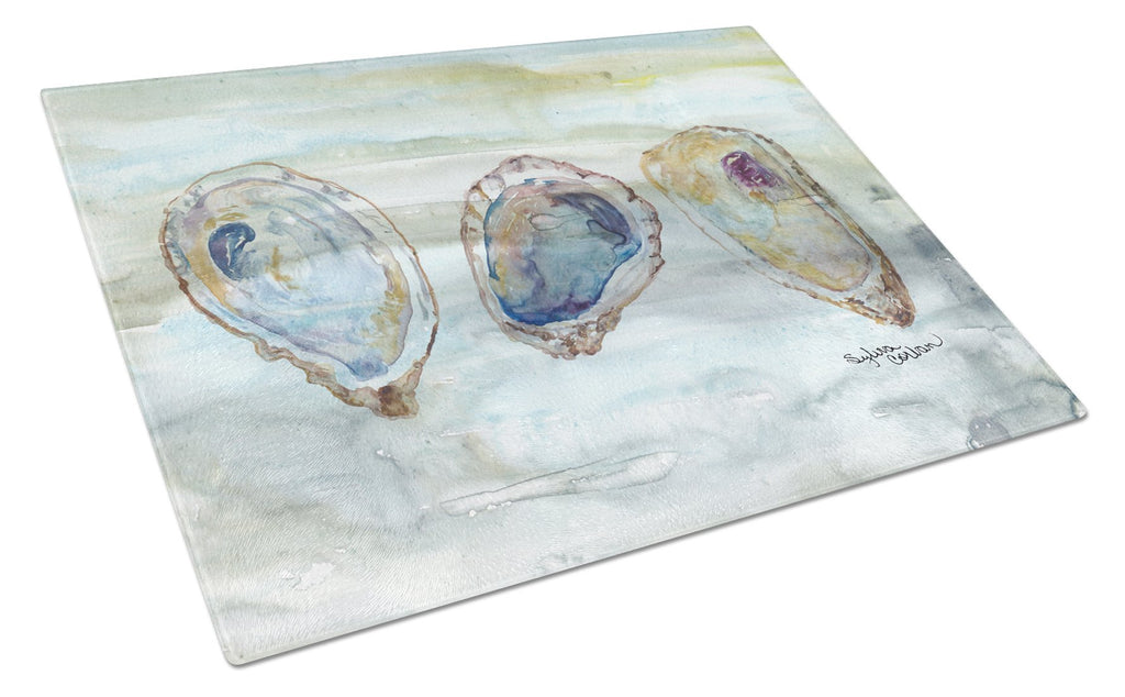 Oysters Watercolor Cutting Board Tempered Glass Kitchen Cutting Surface, Heat Resistant Chopping, Non-Slip Feet, Food Prep & Serving